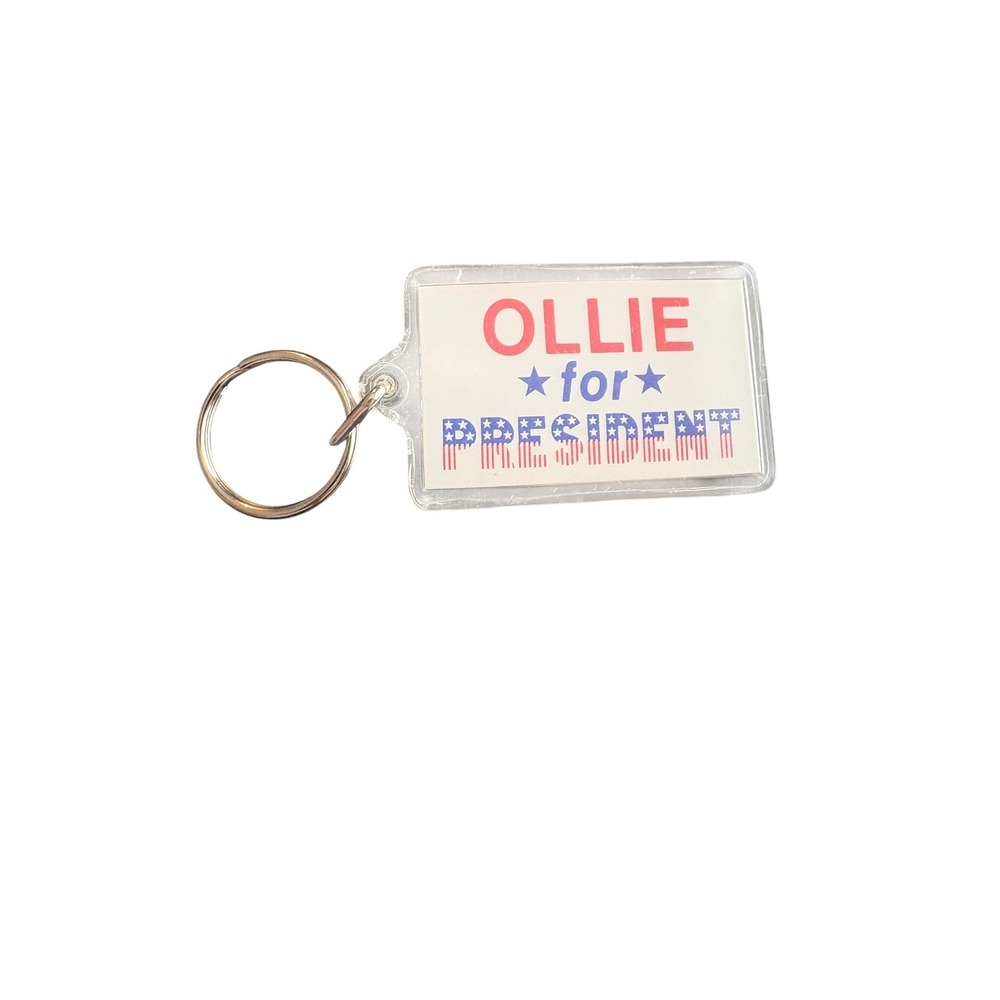 Vintage Ollie For President Novelty Campaign Keychain Acrylic Patriotic USA - Picture 4 of 4